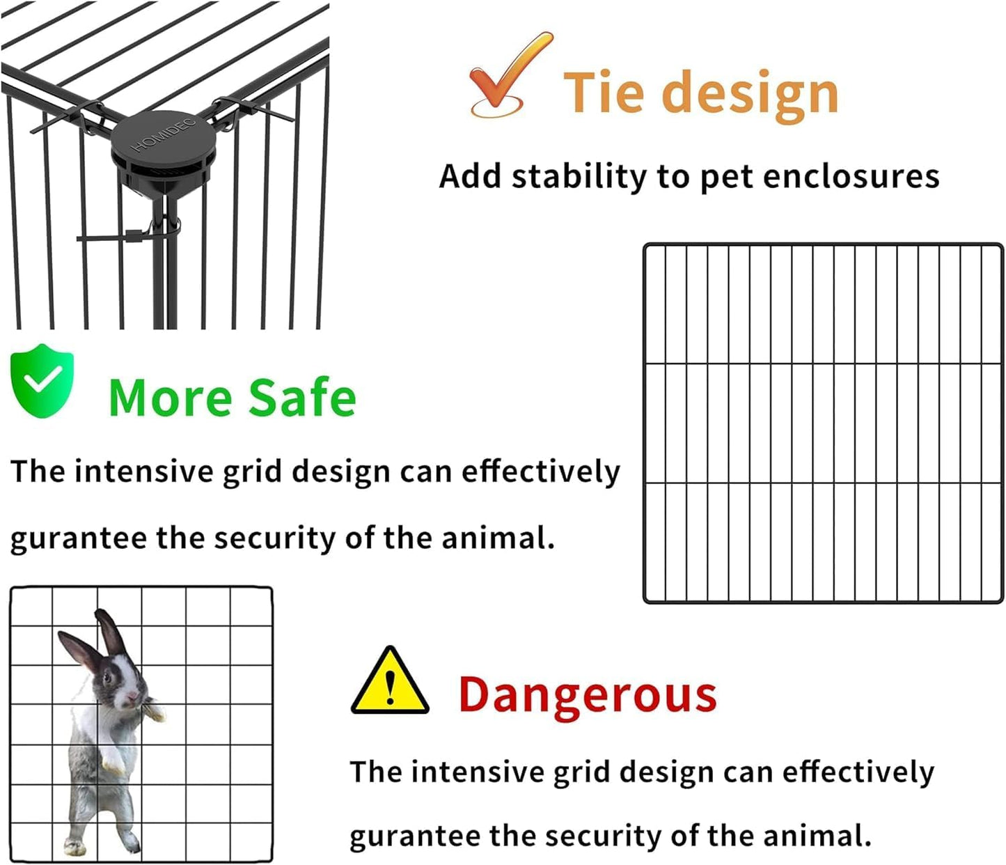 HOMIDEC Pet Playpen,Small Animals Cage DIY Wire Portable Yard Fence with Door for Indoor/Outdoor Use,Puppies,Kitties,Bunny,Turtle 48" x 24" x 16"