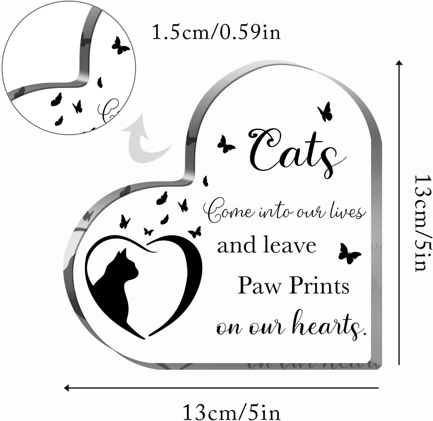 Cat Bereavement Gifts, Cat Remembrance Gift, Cat Loss Gifts, Memory of Cat, Passing Away Gifts, Cat Sympathy Memorial Heart Shaped Acrylic Decor Sign, Sympathy Gifts for Loss of Cat