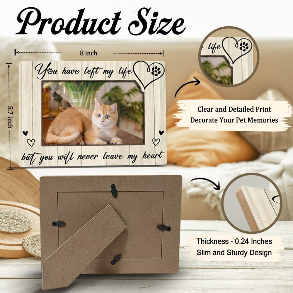 Cat Memorial Photo Frames Dog and Cat Loss Remembrance Gift for Pet Owner Sympathy Keepsake for Pet Lovers You Have Left My Life But You Will Never Leave My Heart Picture Frames 4x6 Photo - YY023