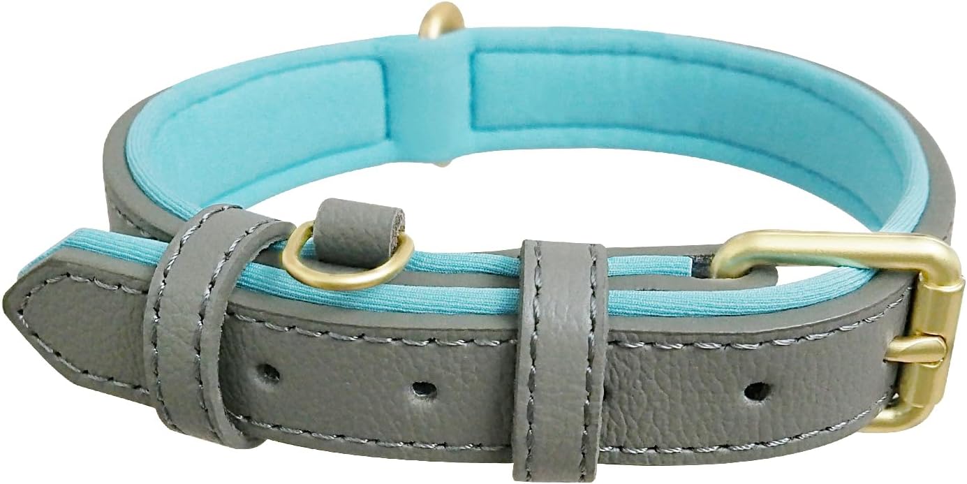 Dog Collar Soft Padded Heavy Duty Strong Collars Comfortable Basic Pet Collar with Adjustable Rust-Proof Metal Buckle Best Gift for Small Medium Large Grey Collar-S