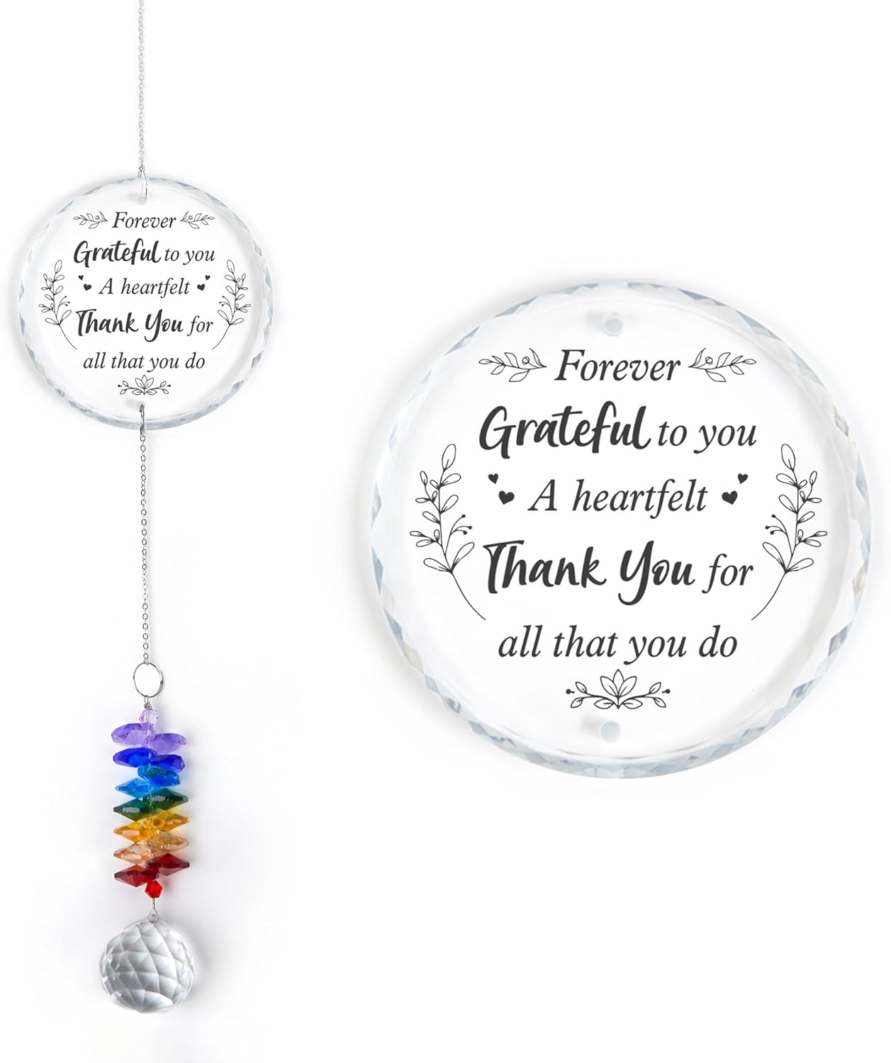 Glass Suncatcher Ornament - Inspirational Rainbow Maker - Daily Motivation Gift - Encouragement Keepsake - Positive Affirmation Decor - Thank You Gifts for Nurses Teachers Friends Family
