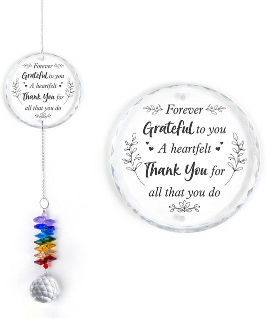 Glass Suncatcher Ornament - Inspirational Rainbow Maker - Daily Motivation Gift - Encouragement Keepsake - Positive Affirmation Decor - Thank You Gifts for Nurses Teachers Friends Family