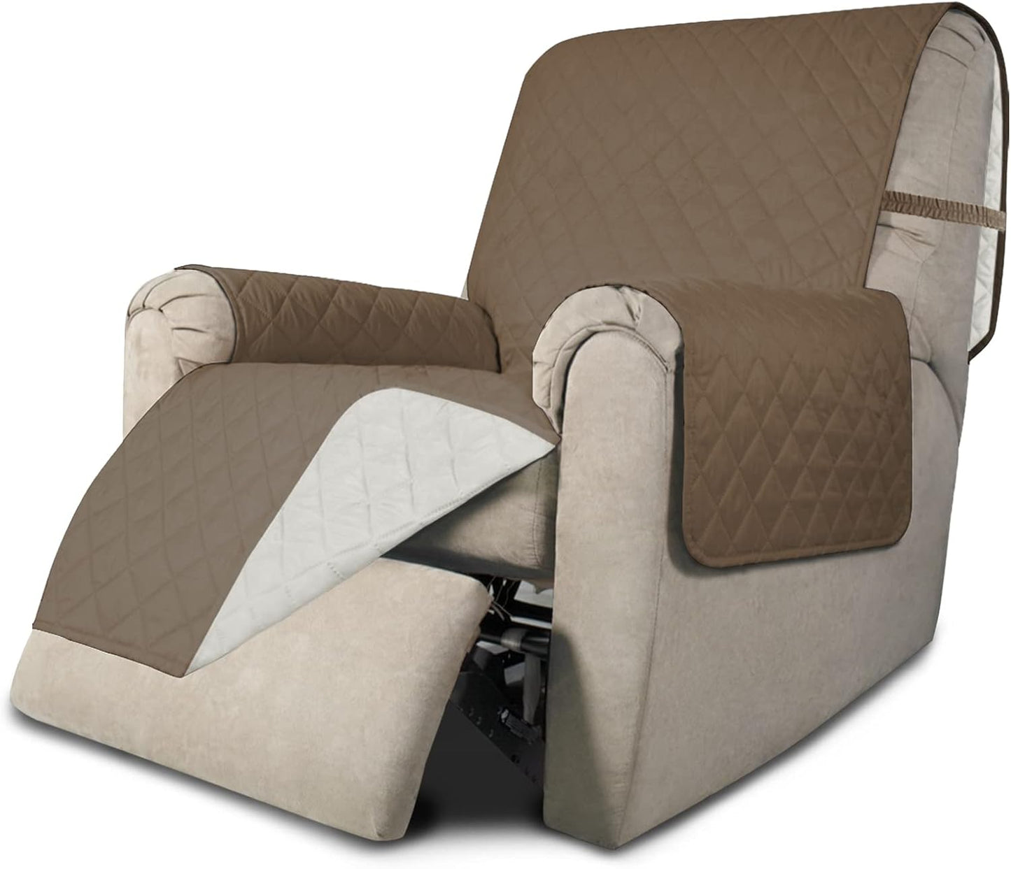 Easy-Going Recliner Chair Slipcover Reversible Sofa Cover Water Resistant Couch Cover Furniture Protector with Elastic Straps for Pets Dog (Recliner 22 inch, Camel/Ivory)