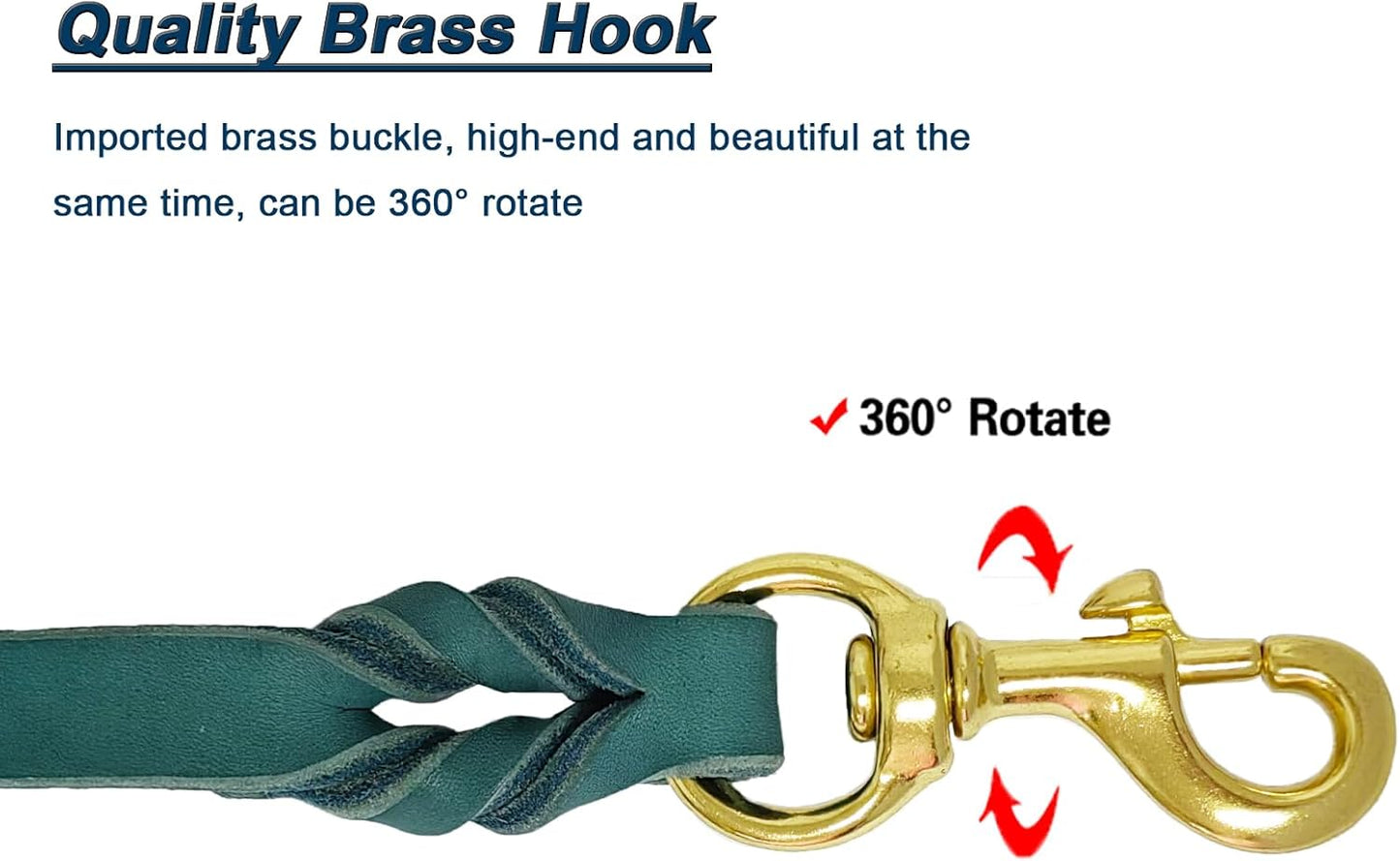 LWBMG Leather Dog Leash 6ft x 1/2 inch Heavy Duty Dog Leash, Strong Sturdy Genuine Leather Braided Dog Leash, Soft and Comfortable Leather Leash for Large, Medium and Small Dogs Training Blue