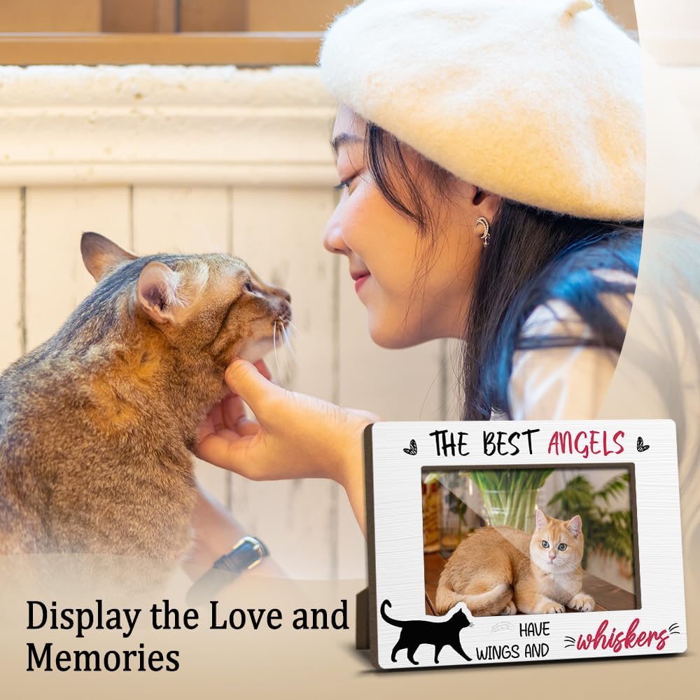 Dog Memorial Photo Frames Dog and Cat Loss Remembrance Gift Sympathy Keepsake for Pet Lovers Condolence Present for Pet Owner The Best Angles Have Wings And Whiskers Picture Frames 4x6 Photo - YY020