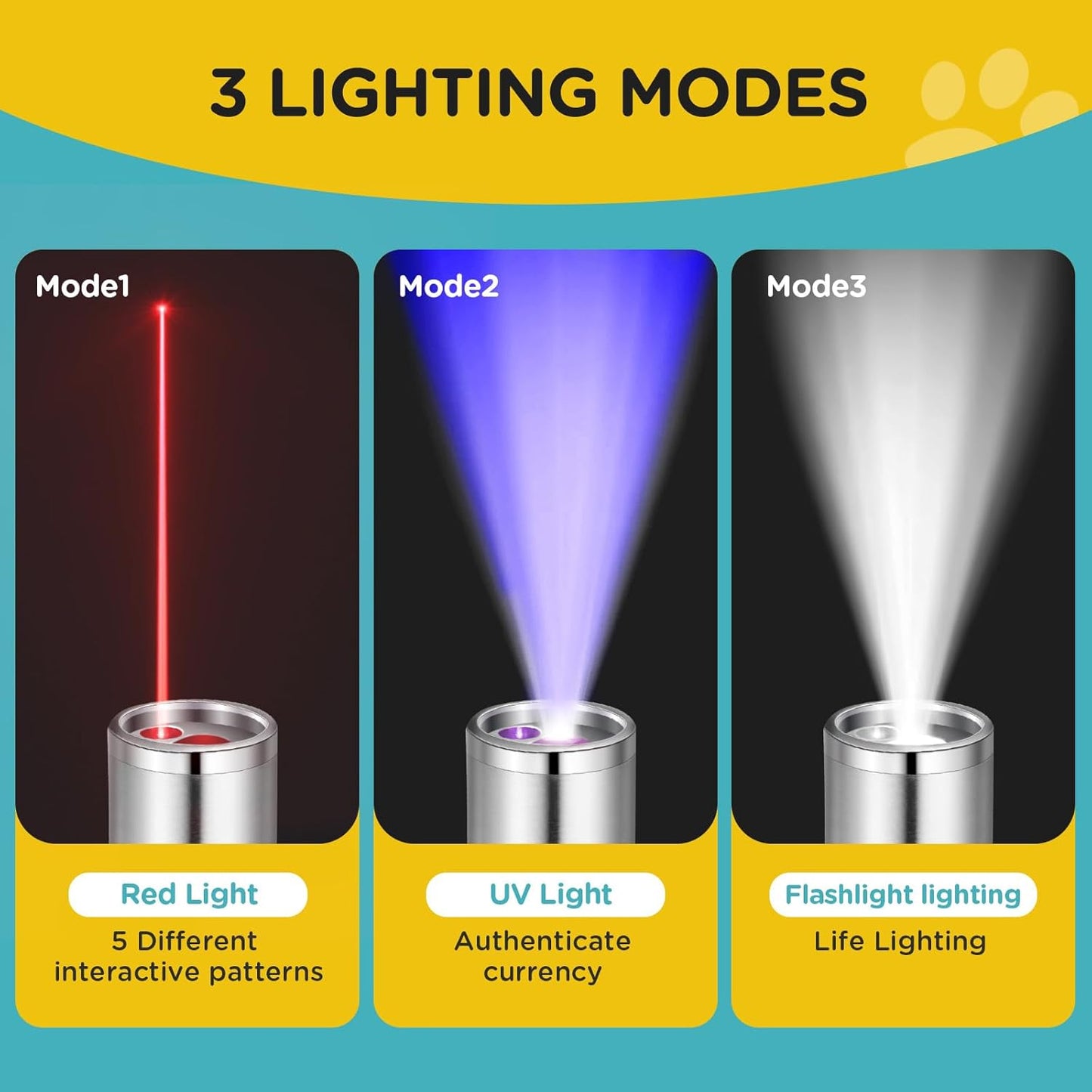 Cat Toy Pointer for Indoor 2 Pack, USB Rechargeable Cat Toy, 3 Light Colors Cat Interactive Toys for Dogs, Cats, Pet Chase Toy for Fun Playing Training Exercise Indoors