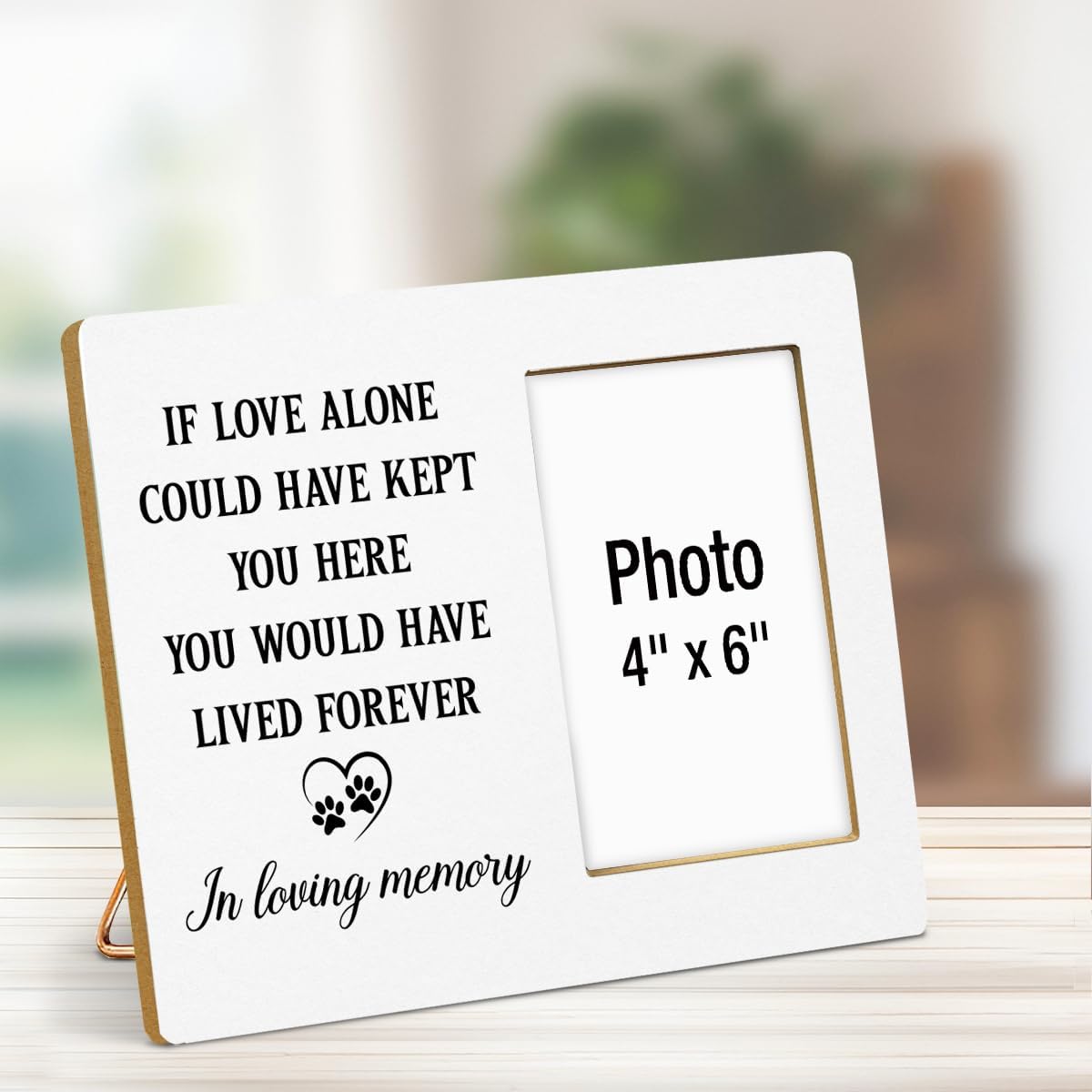 Dog Memorial Picture Frame, Pet Memorial Gifts for Loss of Dogs, Sympathy Gift for Dog, Cat Passed Away Bereavement Remembrance Wood Photo Frames, 4 x 6 Inch Photo