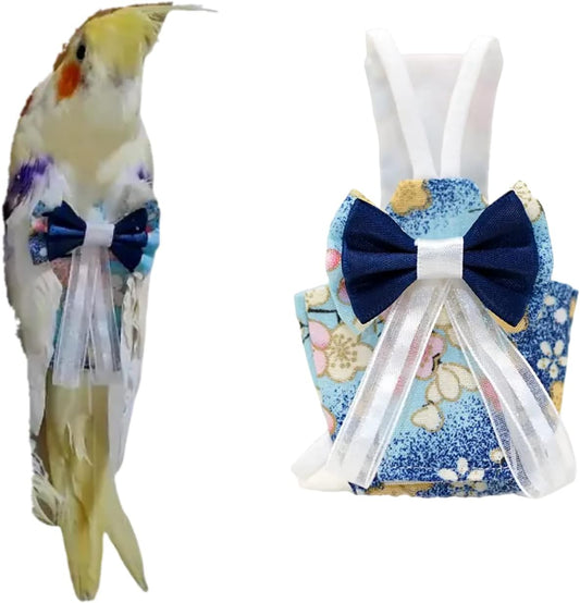 Bird Flight Suits Diapers, Parrot Diapers for Monk Parakeets, Cockatiels, Parrot Clothes Costume, Bird Training Nappy Suit Liners Clothes (Small,Blue-A)