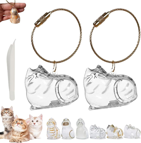 Cat Hair Storage Keychain – Memorial Gift for Pet Lovers, Transparent Cat Hair Storage Bottle Pendant