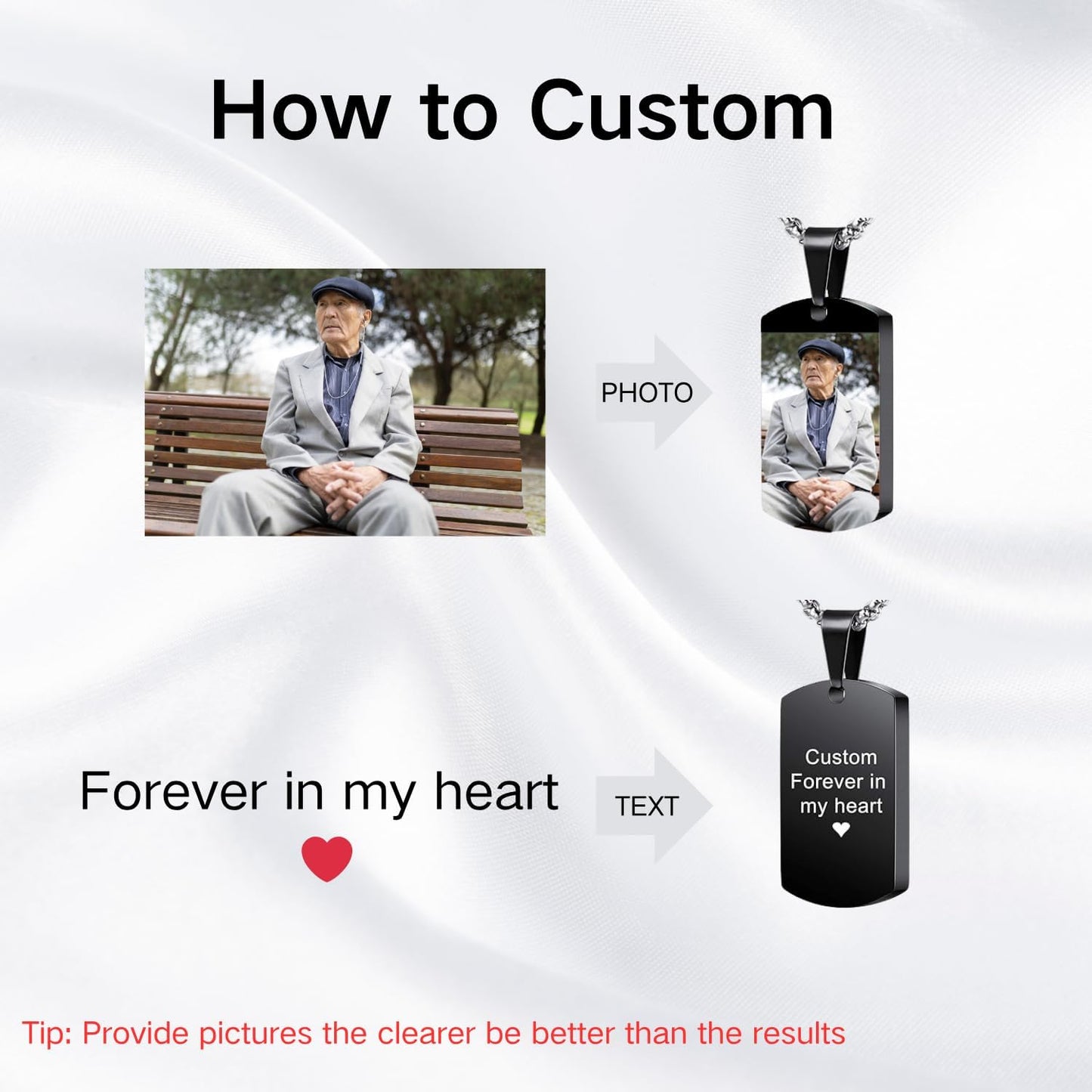 Personalized Ashes Necklace for Men Women Pet Custom Photo Text Urn Necklace Customized Engraving Holder Memorial Cremation Jewelry Keepsake Memorial Gifts