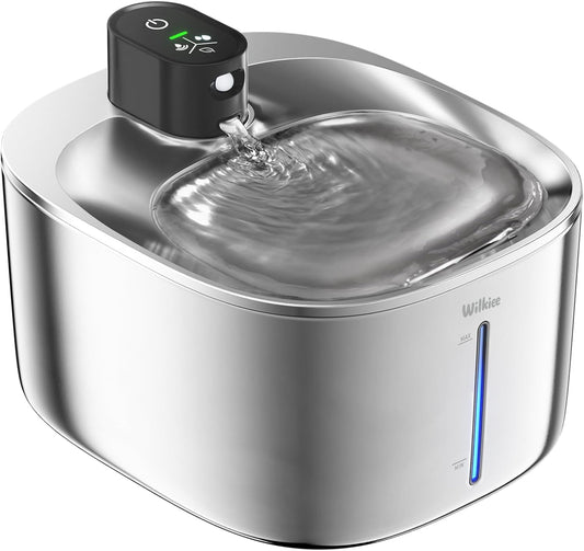Cat Water Fountain Stainless Steel, 138fl.oz / 4.1L Wireless Cat Fountain, Pet Water Dispenser Cordless for Cats & Dogs Indoor