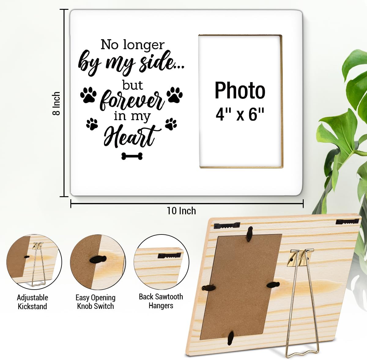 Dog Memorial Gifts for Loss of Dog Photo Frame, Pet Memorial Gifts for Dogs, Loss of Cat Sympathy Gift, Pet Bereavement Remembrance Wooden Picture Frame, Photo 4 x 6 Inches