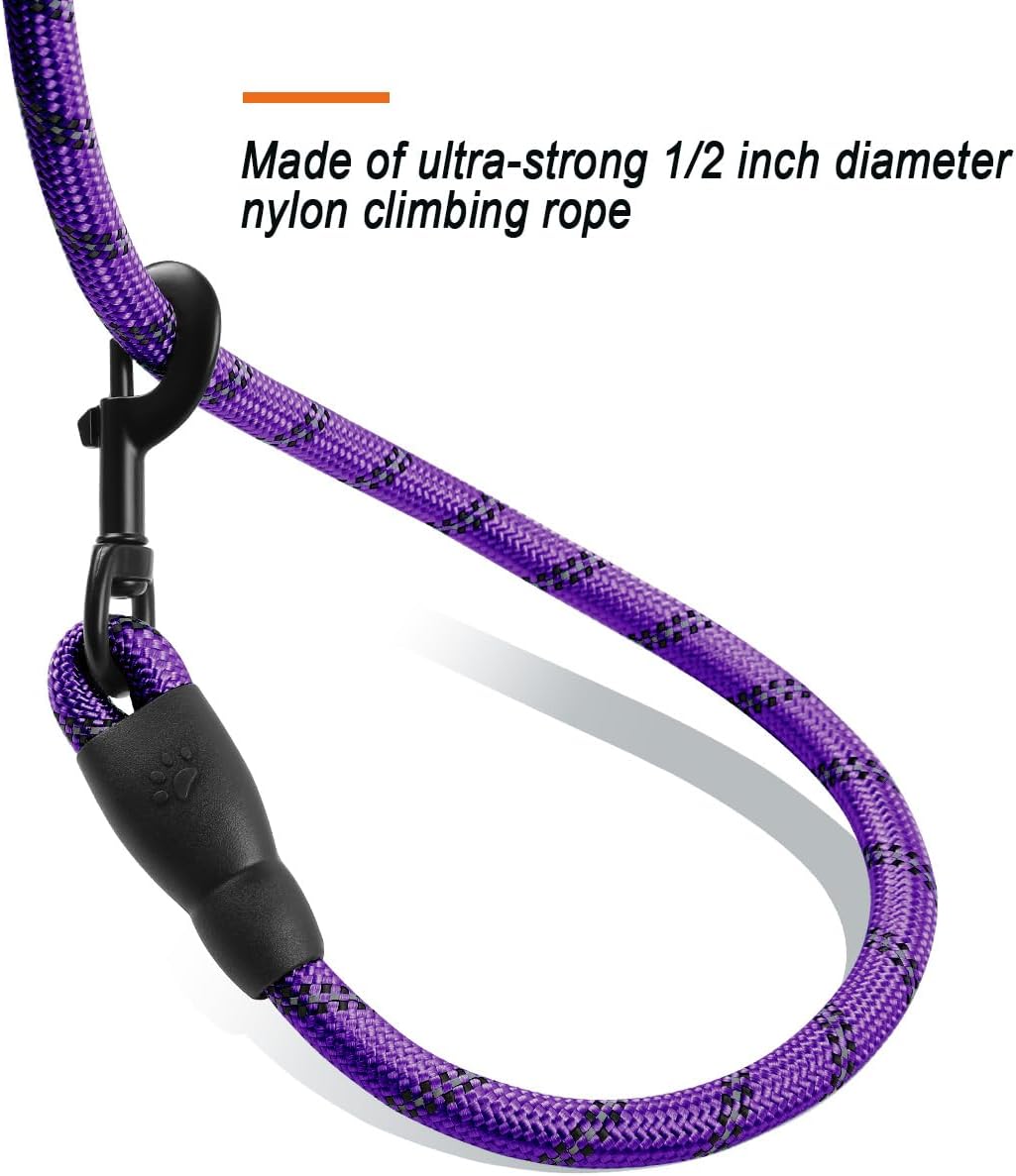 BARKBAY Dog Leashes for Large Dogs Heavy Duty Dog Leash 4/5/6 FT with Comfortable Padded Handle and Highly Reflective Threads for Medium Large Dogs Walking Training Running (5FT-1/2'',Purple)