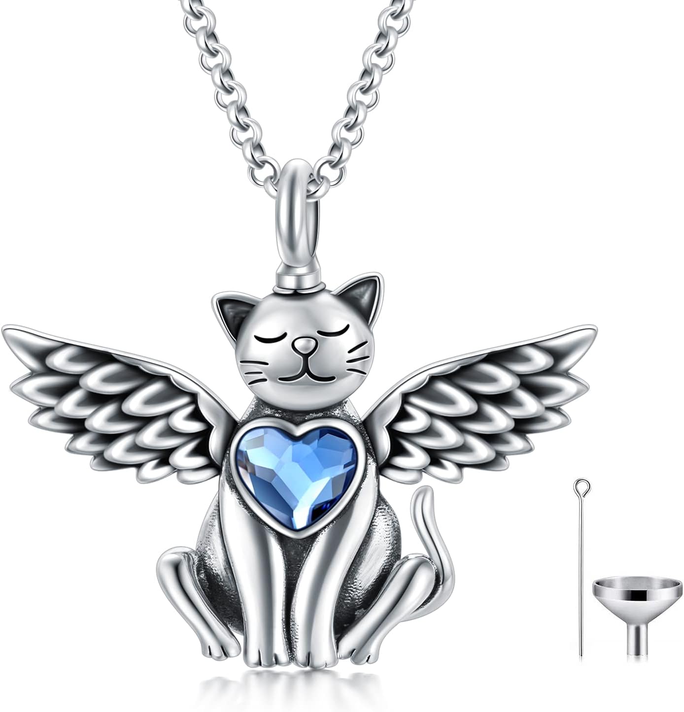 AOBOCO 925 Sterling Silver Dog/Cat Urn Necklace for Ashes Pet Cremation Keepsake Necklace Memorial Jewelry Gift for Women