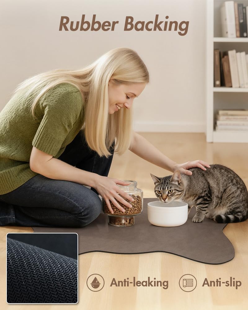 Absorbent Dog Food Mat-Dog Cat Mat for Food and Water Bowl, Quick Dry Pet Food Mat, No Stains Pet Feeding Pad, Cat Accessories Pet Supplies-Water Bowl Mat for Messy Drinkers