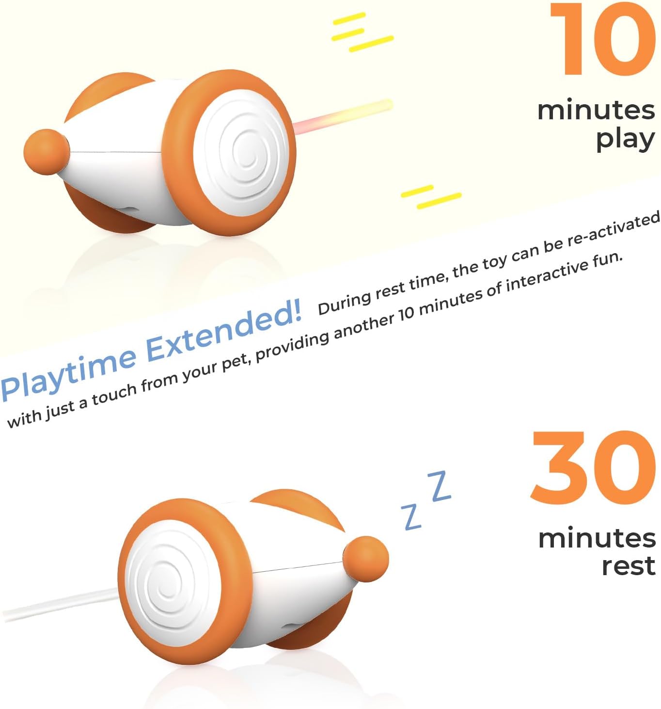 Cheerble Interactive Cat Toys for Indoor Cats, Automatic Cat Toy with LED Lights, Wicked Mouse Toys, Kitten Toys, Pet Supplies, Smart Electric Cat Toy, USB Rechargeable, Auto On/Off(Yellow)