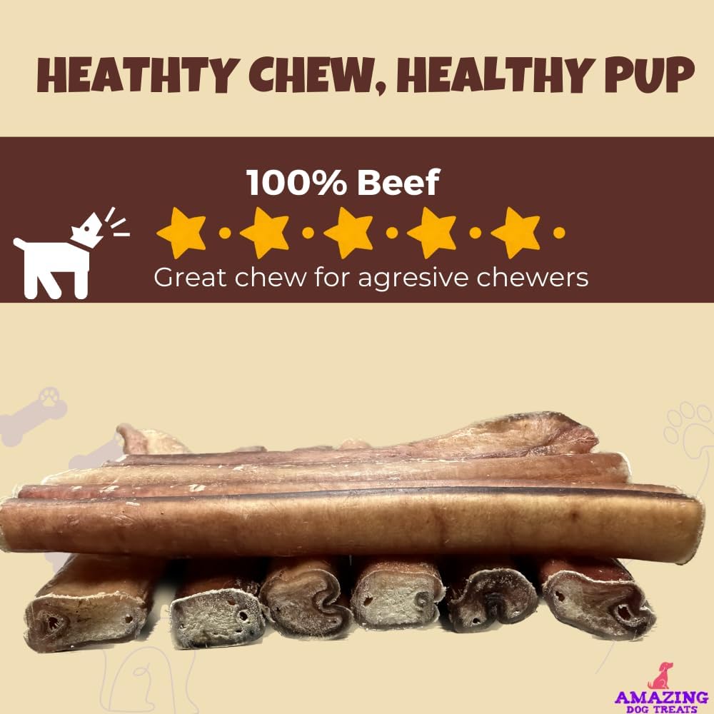 Amazing Dog Treats Bully Sticks 6 Inch [Extra Thick - 10 Pcs/Pck] -NO Hide Bones for Dogs - Safe Chews for Dogs - Long Lasting Bully Sticks for Dogs