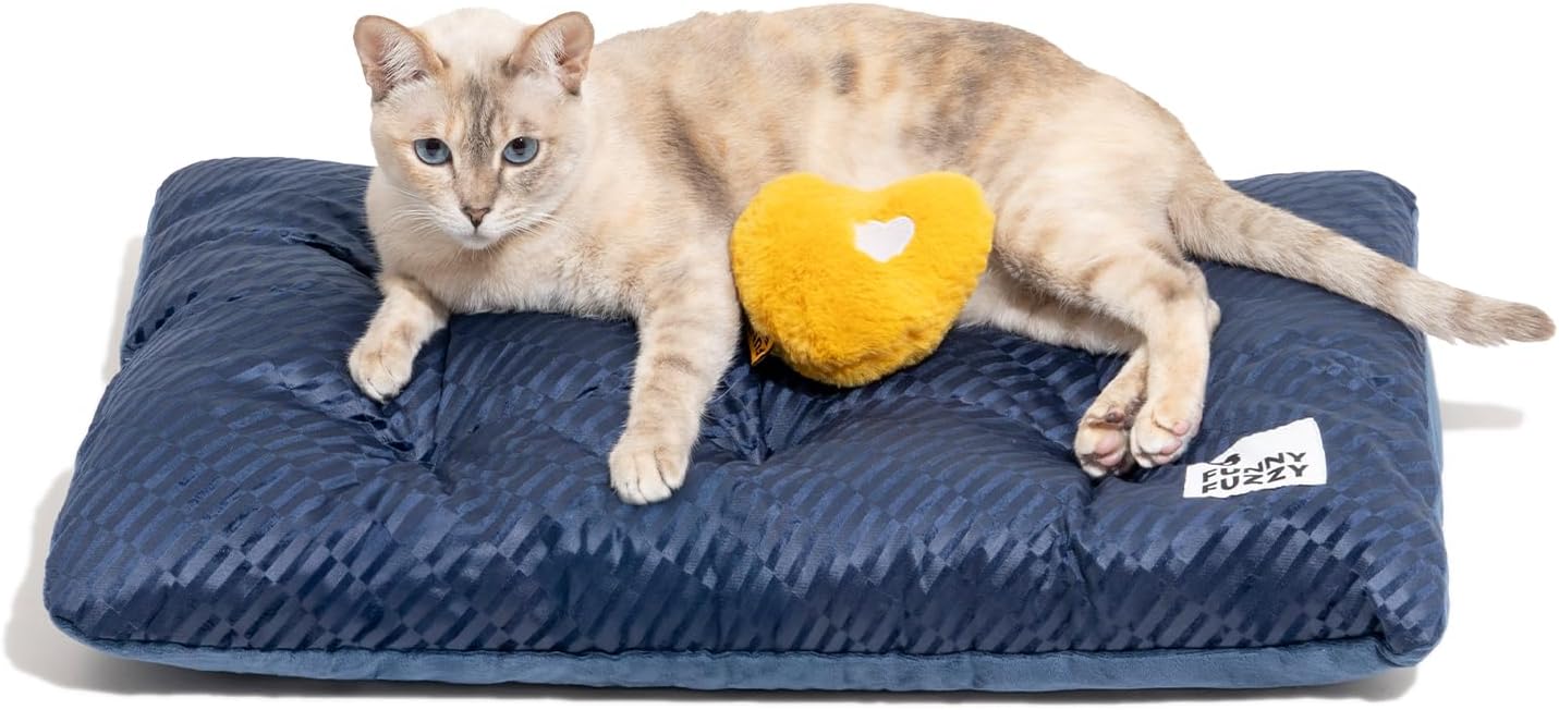 FUNNY FUZZY 2 in 1 Dog Bed Crate Pad Mat, Washable Reversible Pet Floor Mats,Fluffy Kennel Pad for Small Large Sized Dog,Indoor Cats,Sleeping Mattress, 23.6" × 17.9", Midnight Blue