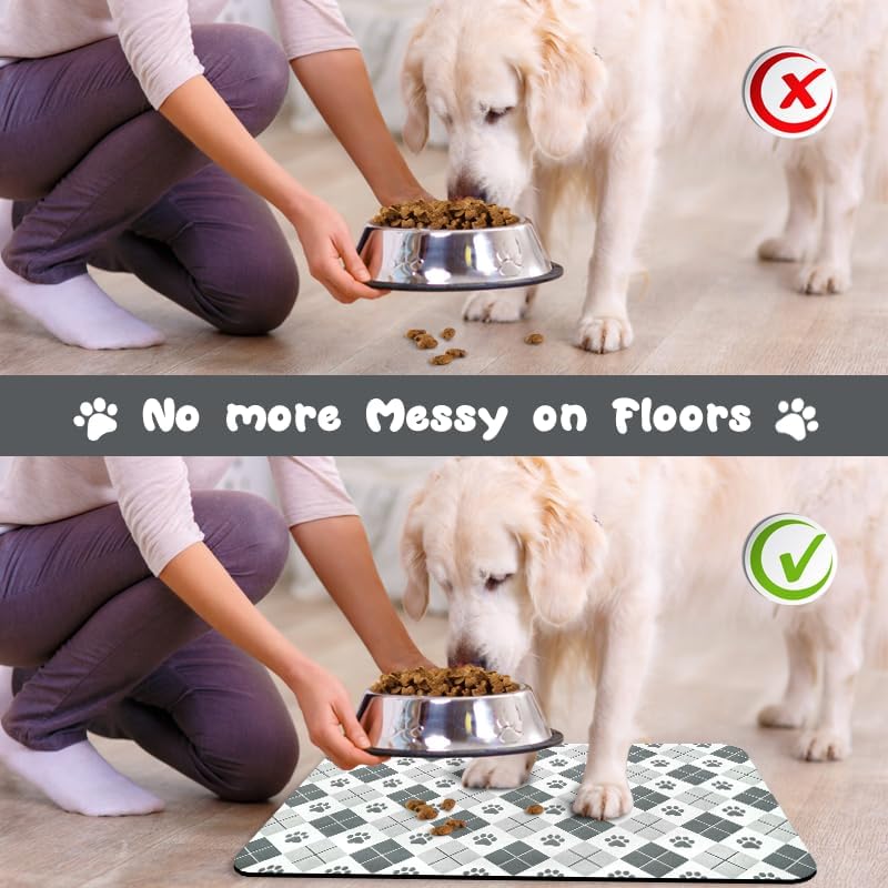 Dog Food Mats for Floors Waterproof, Dog Cat Water Bowl Mats Pet Feeding Absorbent Mat Dog Cat Pet Placemats for Food and Water Paw 16 * 24 inch