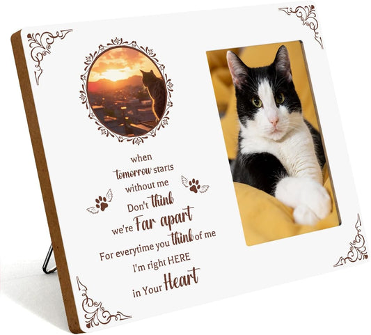 IAXIC Pet Cat Memorial Gifts for Loss of Cat Sympathy Gift Memorial Picture Frame, Pet Memory Picture Frame, Cat Pass Away Frames For Pictures Memorial, Pet Cat Memorial Photo Frame