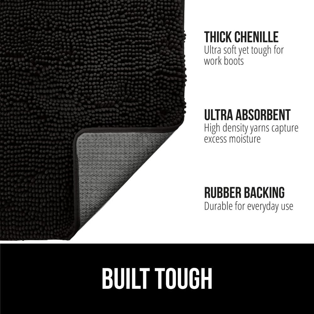 GORILLA GRIP Dog Doormat, Absorbent Doormats for Muddy Dogs Paws, Machine Washable Soakstopper Rugs, Cleaner Floors, US Designed Pet Bed Door Mat, Indoor Entrance Pets Rug, Mats 24x16 Black