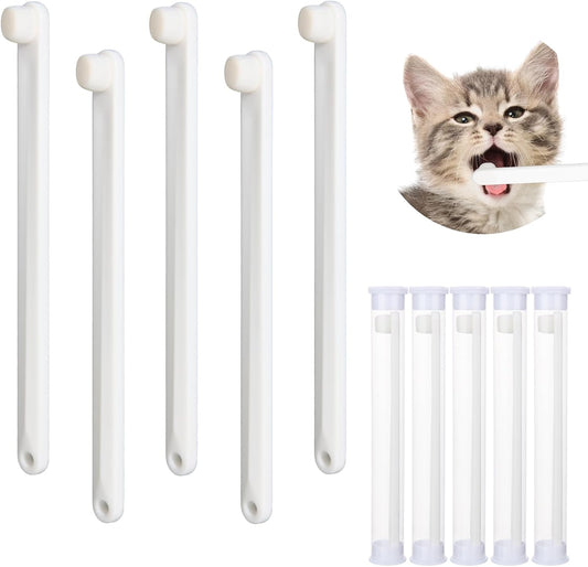 Newday Small Dog & Cat Toothbrush 5 Set, Micro Nano Bristles to Clean pet Teeth Toothbrushes, Puppy Dogs Pet Tooth Cleaning Kit with Storage Box（White