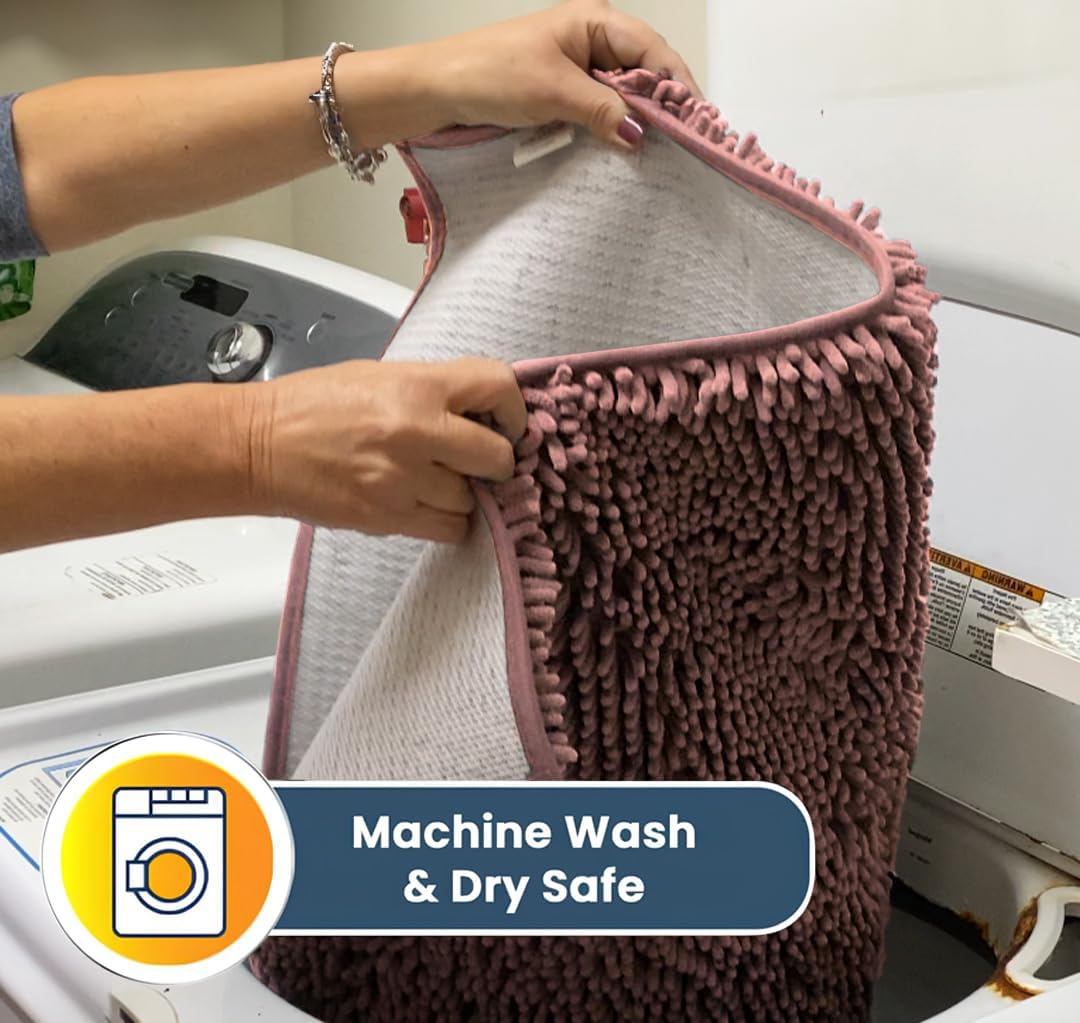 Muddy Mat® Original Dog Door Mat for Muddy Paws, Super Absorbent Microfiber, Non-Slip Washable Pet Rug, Quick Dry Chenille Entryway Carpet, Machine Washable Indoor Outdoor mat, Pink 24"x35"