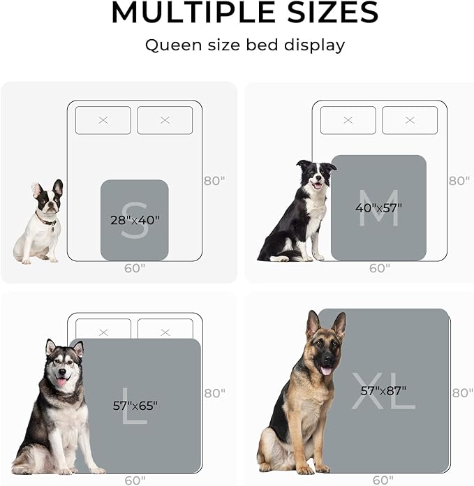 Waterproof Pet Blanket, Liquid Pee Proof Dog Blankets for Sofa Bed Couch, Reversible Sherpa Fleece Furniture Protector Cover for Small Medium Large Dogs Cats,Light Grey X-Large（85" x 57"）