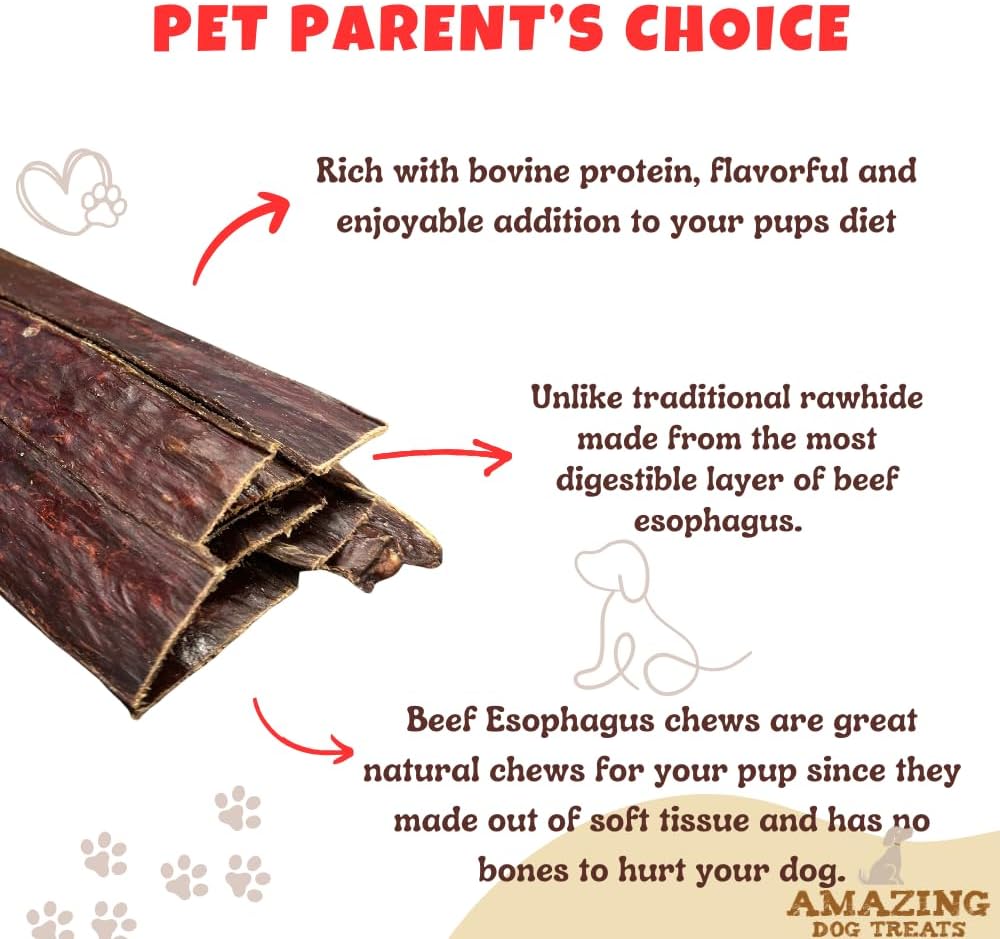Amazing Dog Treats - Beef Esophagus Jerky for Dogs (10-12 Inch - 30 Pc/Pack) - Gullet Dog Chews