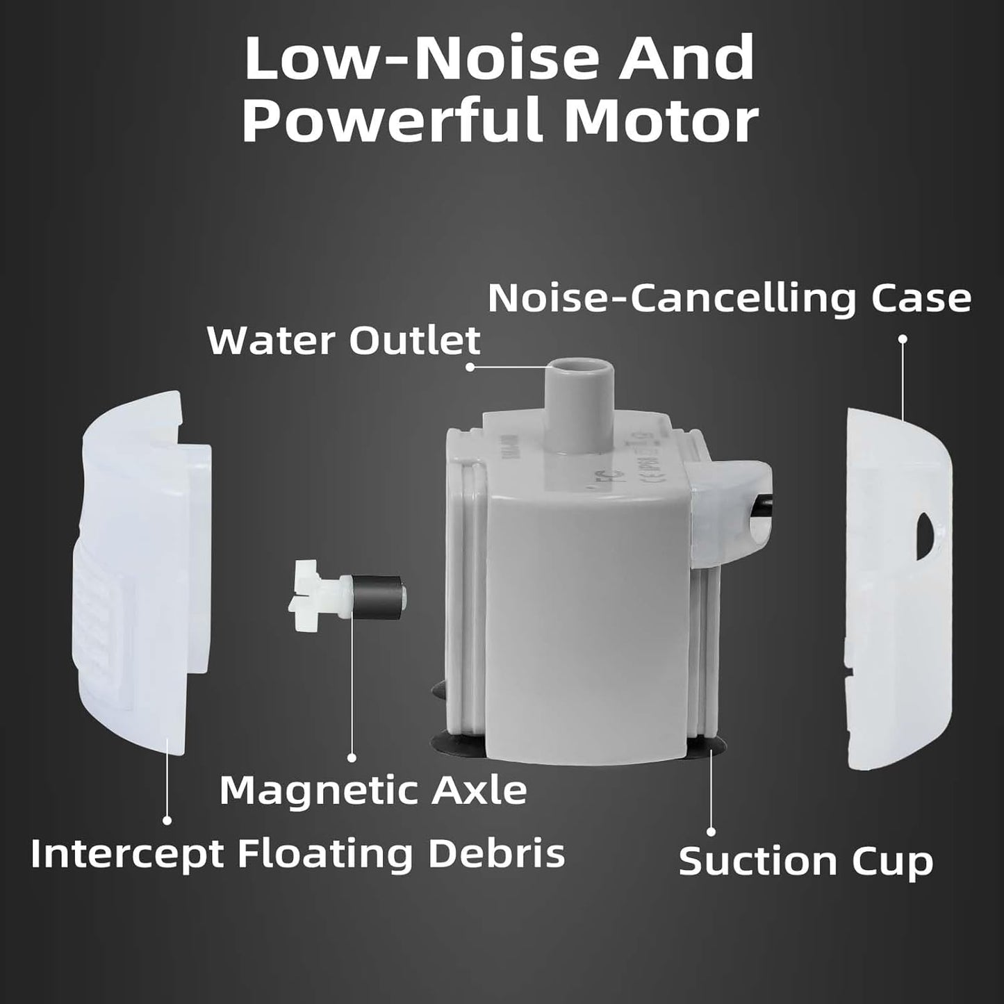 Ultra-Quiet Replacement Pump for Stainless Steel Cat Water Fountains - SMA-800 Motor - Safe and Easy to Clean with Low Voltage DC 5V and USB Cable (Side Suction Pump)