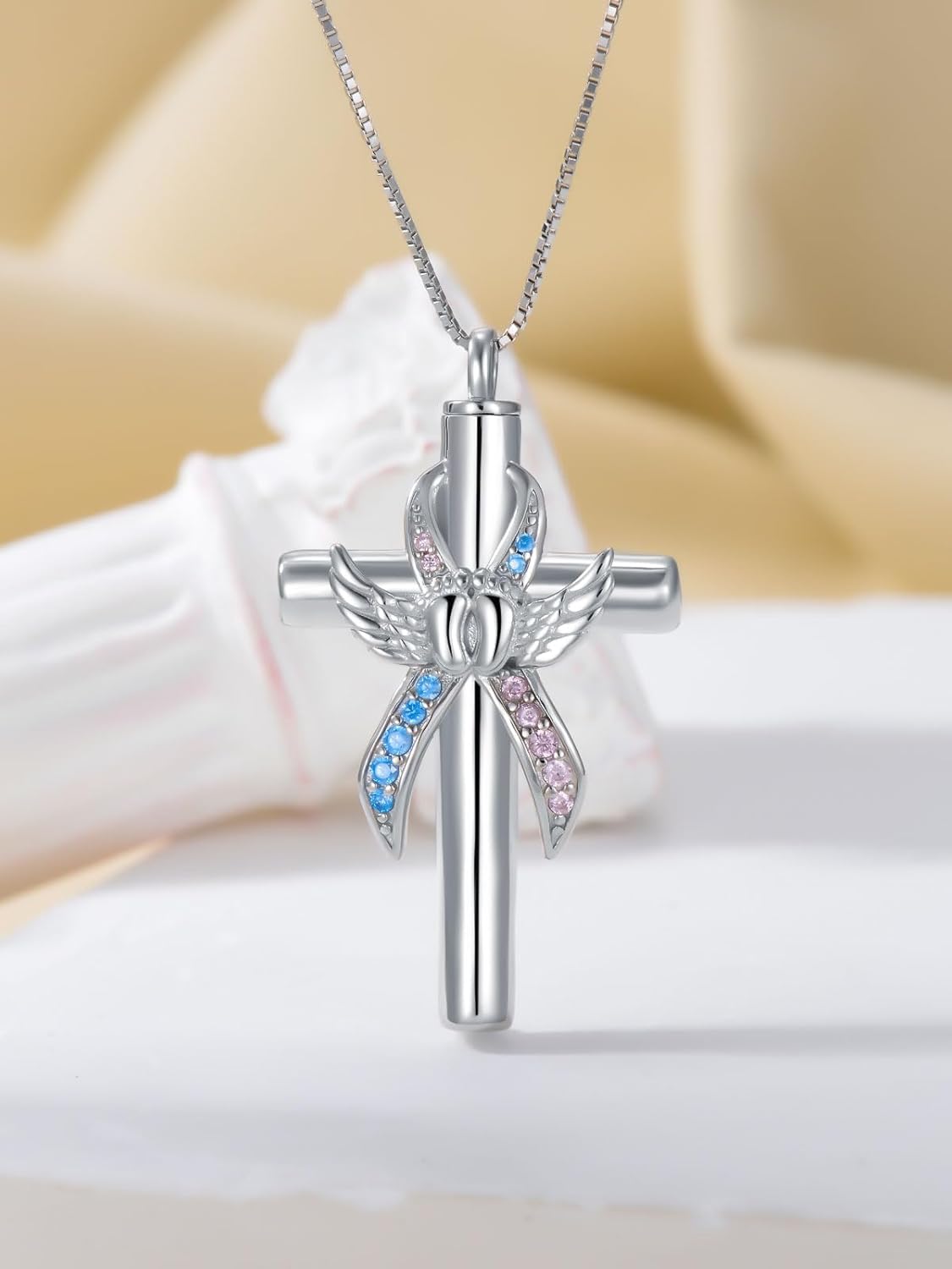 Cross Urn Necklace for Ashes 925 Sterling Silver Cremation Jewelry with Funnel Filler Kit Ashes Necklace for Human Women Girl Pets