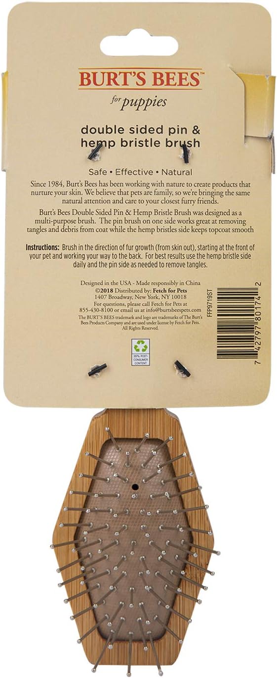 Burt's Bees for Dogs Double Sided Pin & Hemp Bristle Dog Brush