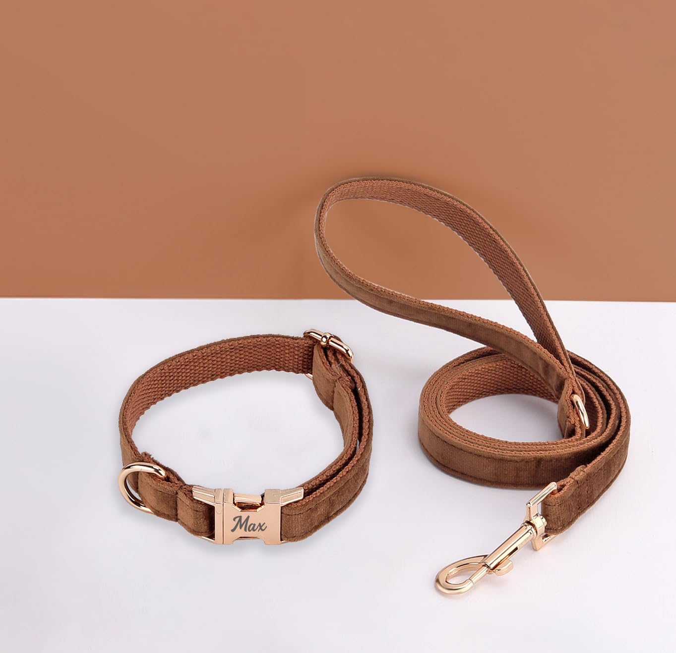 Custom Name Dog Collar, Engraved Personalized Dog Collar with Name on it and Phone Number, Quick Release Gold Metal Buckle, Poop Bag, Harness, Leash Available, Red, Black, Emerald, Pink, Luxury Soft Comfy Velvet Collar (Medium)