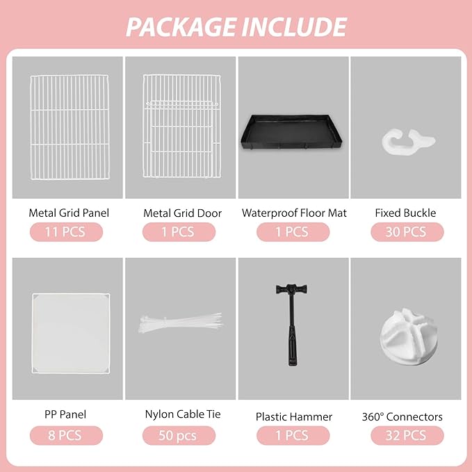 Small Animal Playpen with Waterproof Mat,Guinea Pig Cages,48"*26"*15.7"C&C Cage for Hamster,Rabbit,Bunny,Hedgehog,Chinchilla,Ferret,Indoor Outdoor Portable Metal Wire Yard Fence,Metal Pet Panels-20p