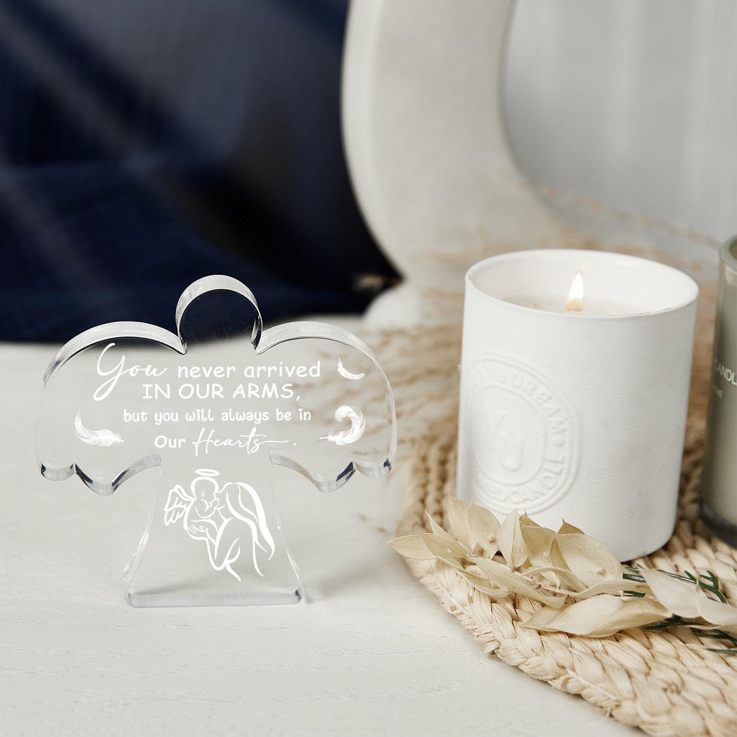 Angel Acrylic Desk Sign - Miscarriage Remembrance Gift for Mothers, Grieving Condolence Gift for Loss of Baby, Memorial Sorry for Loss Loving Infant