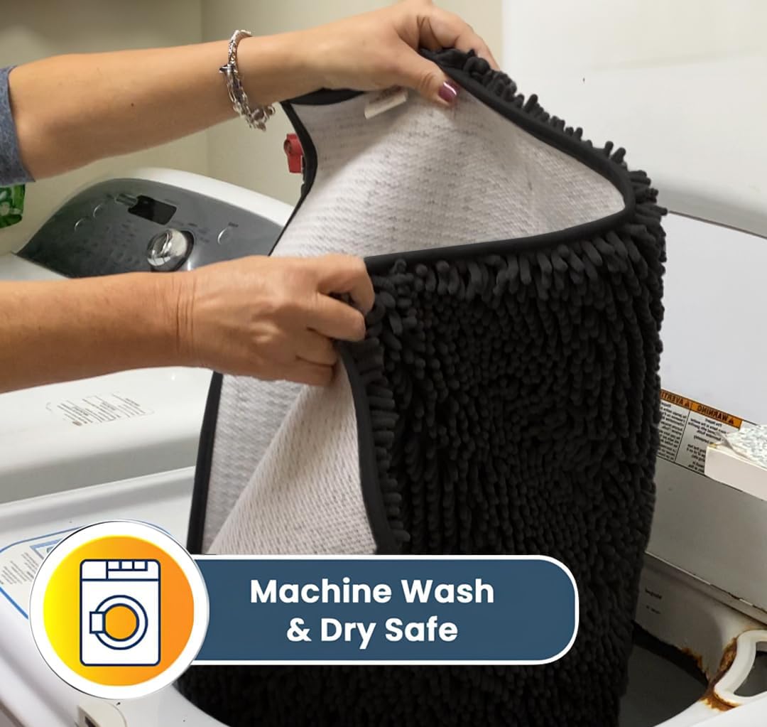 Muddy Mat® Original Dog Door Mat for Muddy Paws, Super Absorbent Microfiber, Non-Slip Washable Pet Rug, Quick Dry Chenille Entryway Carpet, Machine Washable Indoor Outdoor mat, Charcoal 19"x30"