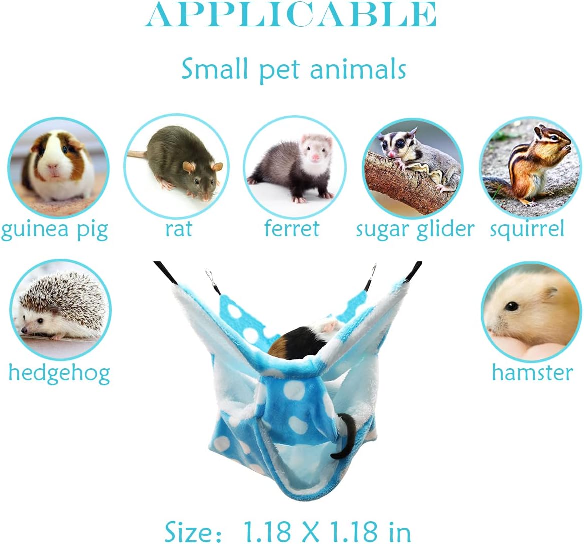 LEFTSTARER Rat Ferret Sugar Glider Cage Hammock Bedding Small Pet Cage Accessories Toy Triple-Layer Hammock Bedding for Hamster Guinea Pig Sugar Glider Rat Ferret Chinchilla Playing Sleeping (Blue)