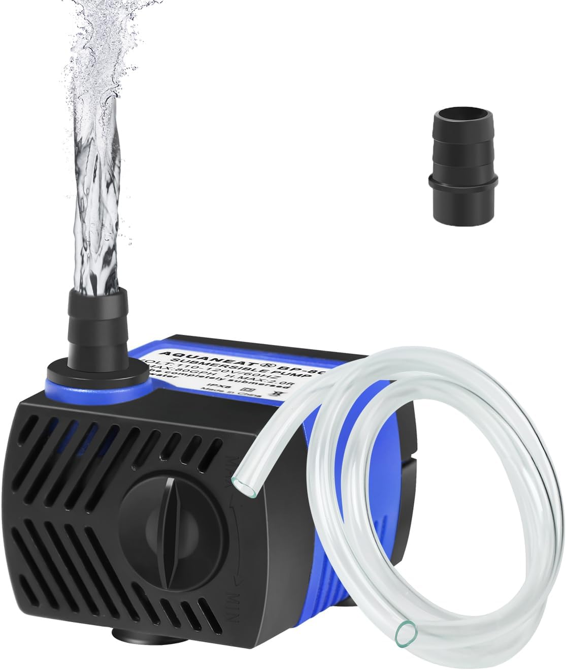 AQUANEAT Small Fountain Pump, 80 GPH Mini Submersible Water Pump with 3.3 ft Tubing, for Aquarium Fish Tank, Pet Water Fountain, Hydroponics, Pond Waterfall
