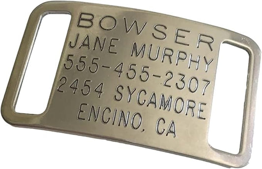 Personalized Dog Tags - Boomerang Tags, Engraved Silent Custom Slide-on Stainless Steel, Dog ID Tags Personalized (Closed End Small for 5/8 Inch Wide Nylon Collars with Belt Buckle)