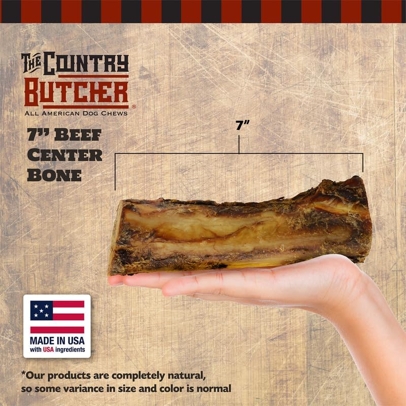 7" Beef Marrow Dog Bones for Aggressive Chewers, Large Breed Dog Treat, Natural, Tough, Chew Toy, Made in The USA, 6 Count