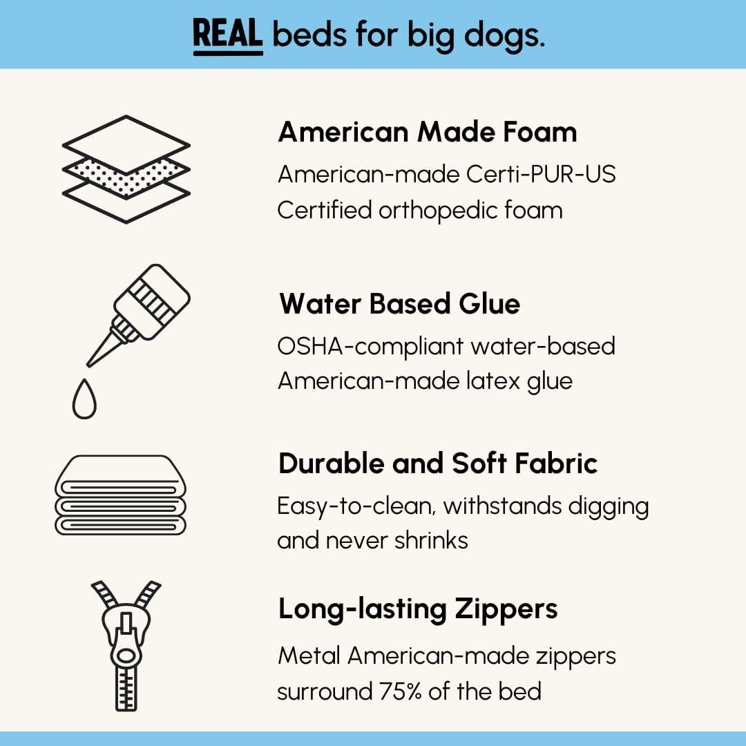 Barker Beds Giant Orthopedic Dog Bed for Large Dogs - 7" Thick Washable XL Mattress with Microsuede Cover - Durable Big Dog Bed - Water-Resistant, Machine Washable - Made in USA (Burgundy)