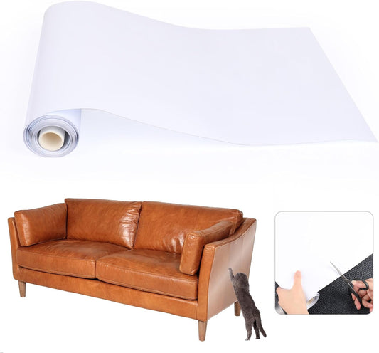 CONLI Anti Cat Scratch Furniture Protector,196.8x11.8 inch Large Roll,Thicken Viny One Side Adhesive Tape,No Residue, Suitable for Fabric Sofa Corner Protectors,Doors,Cabinet Corners,Bed Edge
