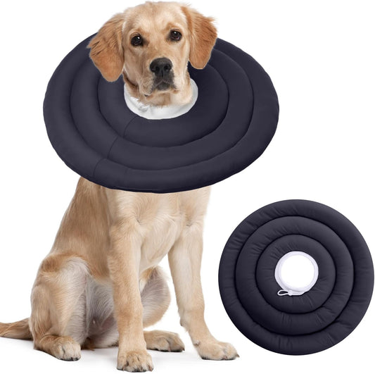 IDOMIK Dog Recovery Collar, Waterproof Soft Dog Cone After Surgery, Comfy Protective Elizabethan Collar Alternative for Dogs Cats, Adjustable Pet Neck Donut Cone Anti-Licking Biting Wounds,Grey,2XL