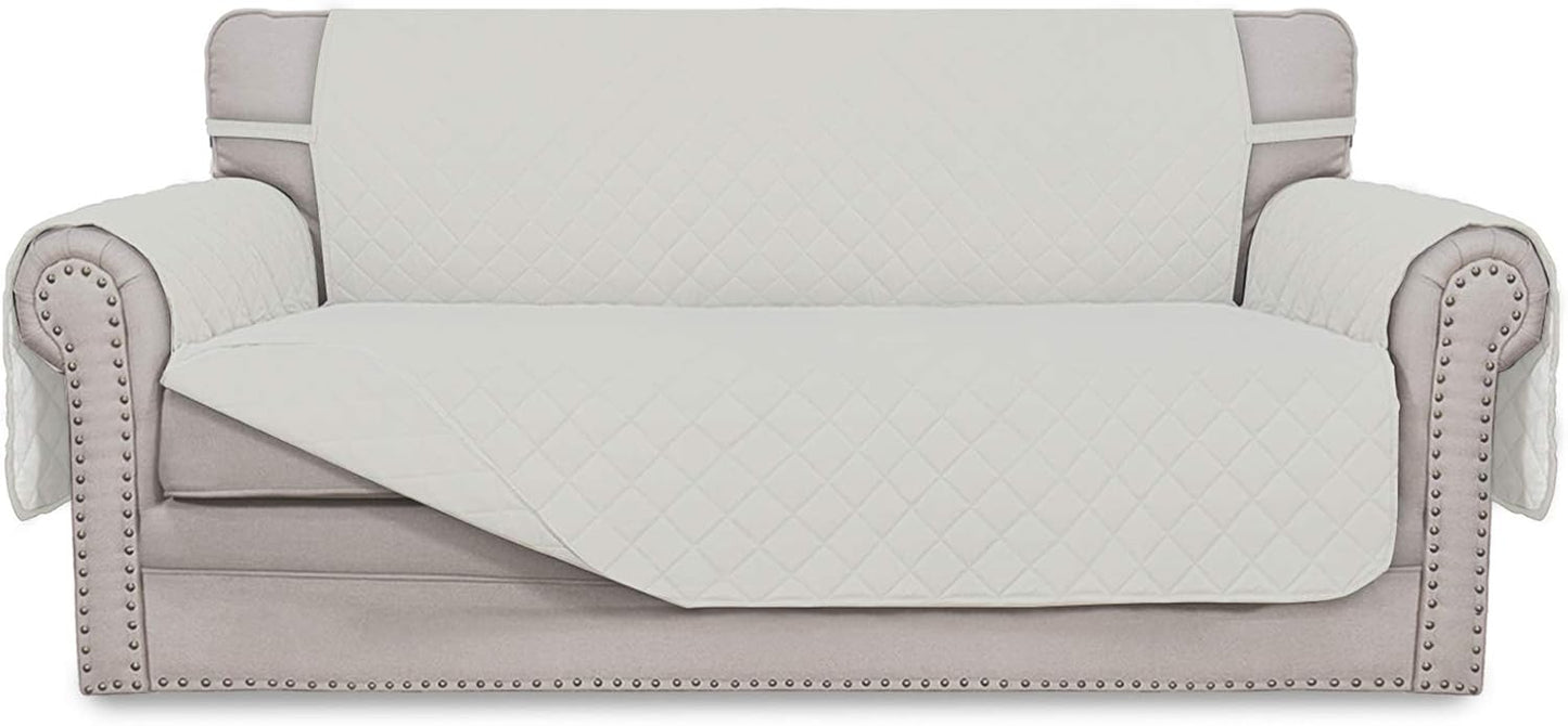 Easy-Going Sofa Slipcover Reversible Loveseat Sofa Cover Couch Cover for 2 Cushion Couch Furniture Protector with Elastic Straps for Pets Kids Dog Cat (Oversized Loveseat, Ivory/Ivory)