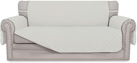 Easy-Going Sofa Slipcover Reversible Loveseat Sofa Cover Couch Cover for 2 Cushion Couch Furniture Protector with Elastic Straps for Pets Kids Dog Cat (Oversized Loveseat, Ivory/Ivory)