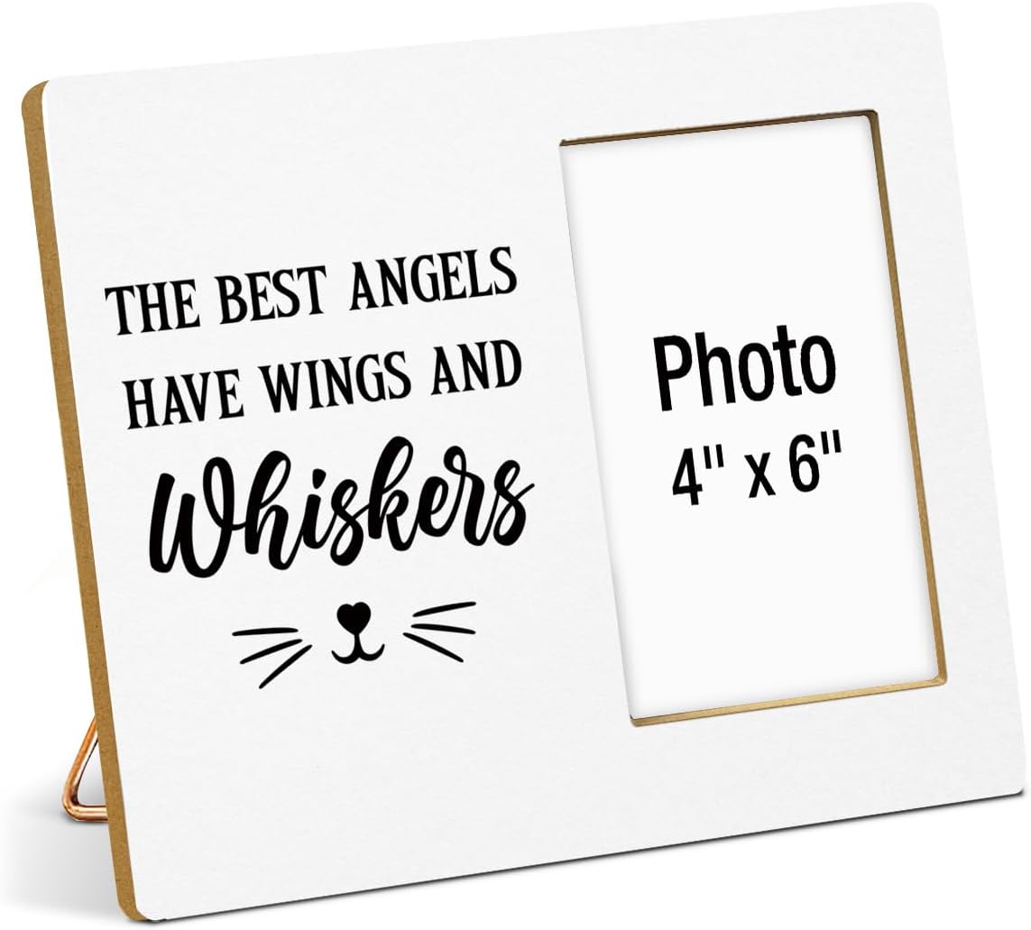 Cat Memorial Gifts for Loss of Cat Photo Frame, Pet Memorial Gifts for Cats, Grief Gift for Women, Pet Passing Away Remembrance Presents Wooden Picture Frames, Photo 4 x 6 Inches