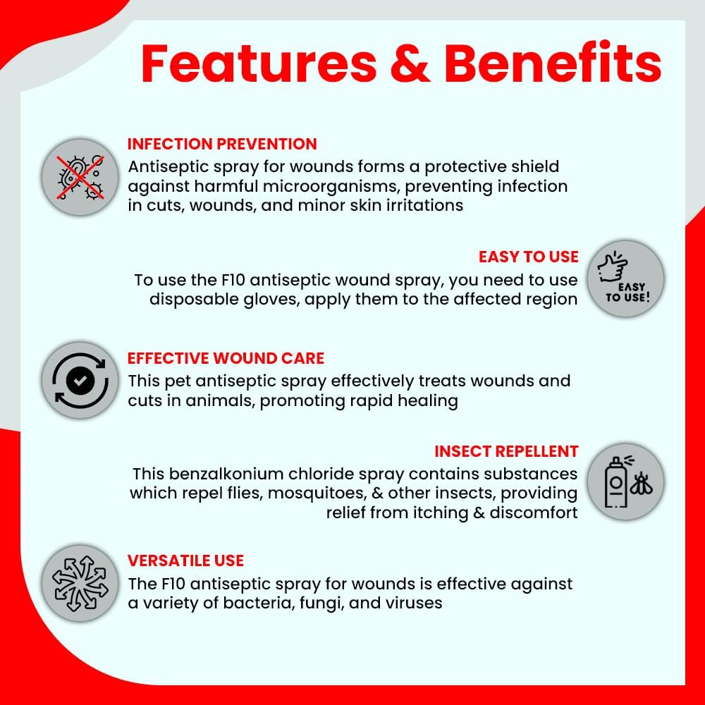 F10 Antiseptic Wound Care Spray for Reptiles, Birds, Small Animals & Exotic Animals. Prevents Infection - 100ml