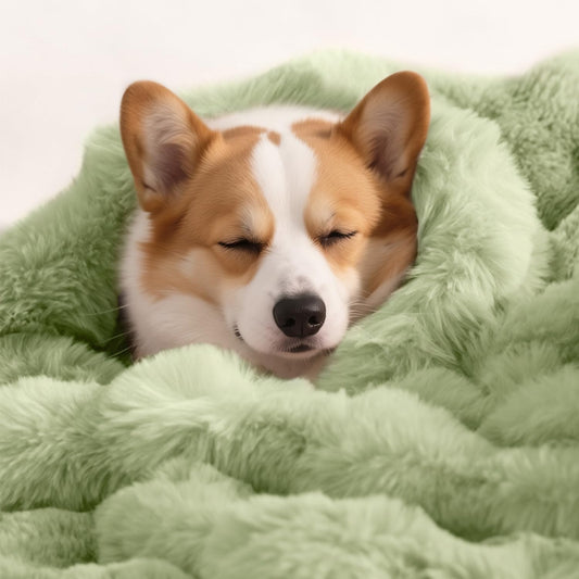 Dog Blanket Ultra Soft Fuzzy Faux Fur Cat Blankets for Indoor Cats Ultra Soft Plush Faux Fur Machine Washable Reversible Pet Throw Protector for Couch Furniture 28"X 22" Green