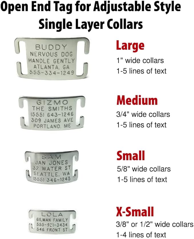 Boomerang Tags Cat Tag - Small Dog Tag, Will Last Your Pets Lifetime - Cat Tags Personalized Small, Engraved Stainless Steel Silent, ID Tag (Open End X-Small for 3/8 or 1/2 Inch Snap Style Collar)