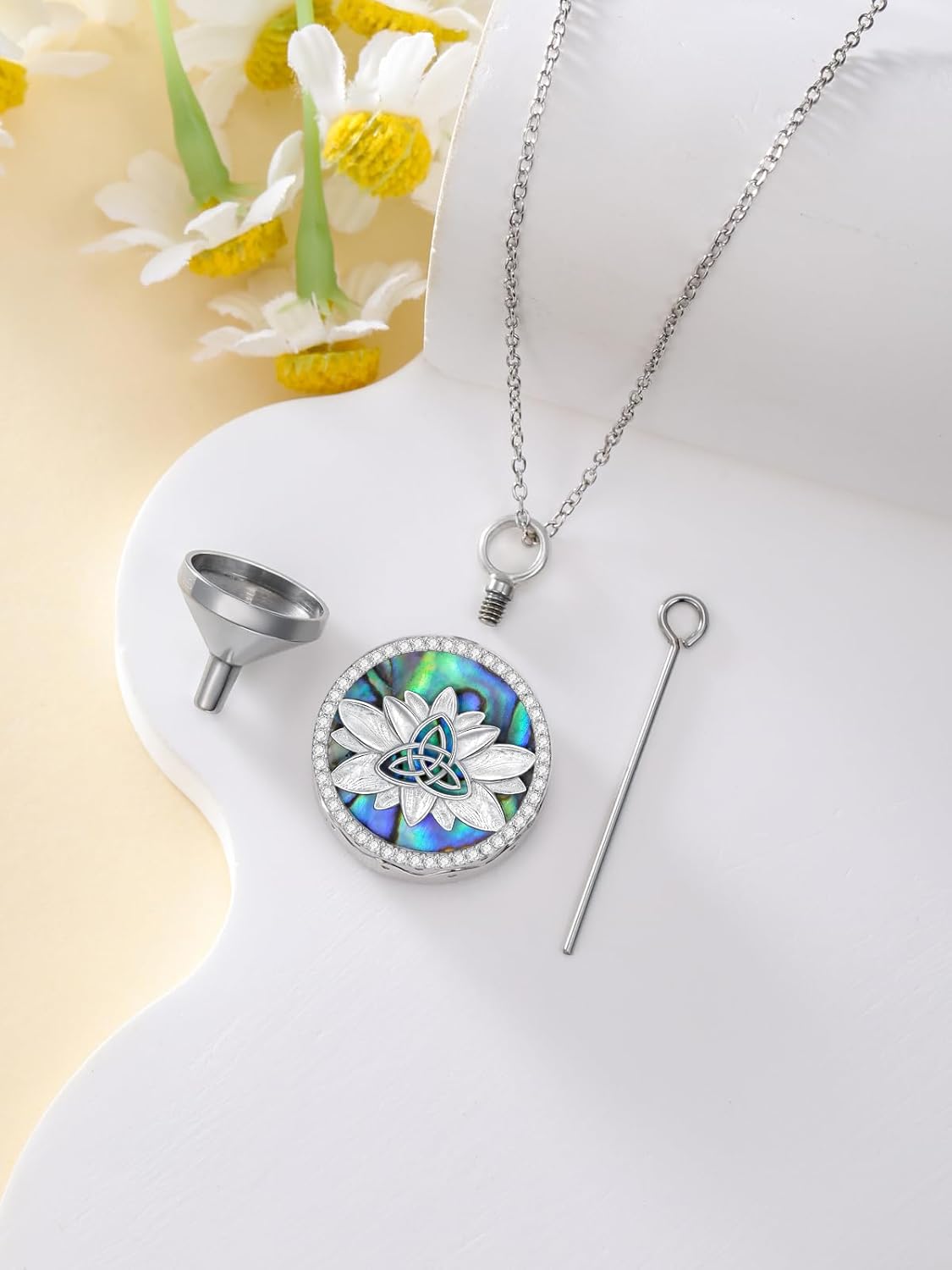 WINNICACA Urn Necklace for Ashes Sterling Silver Abalone Shell Cremation Jewelry for Ashes Jewelry Gifts for Nature Lovers Keepsake Memorial Jewelry for Women